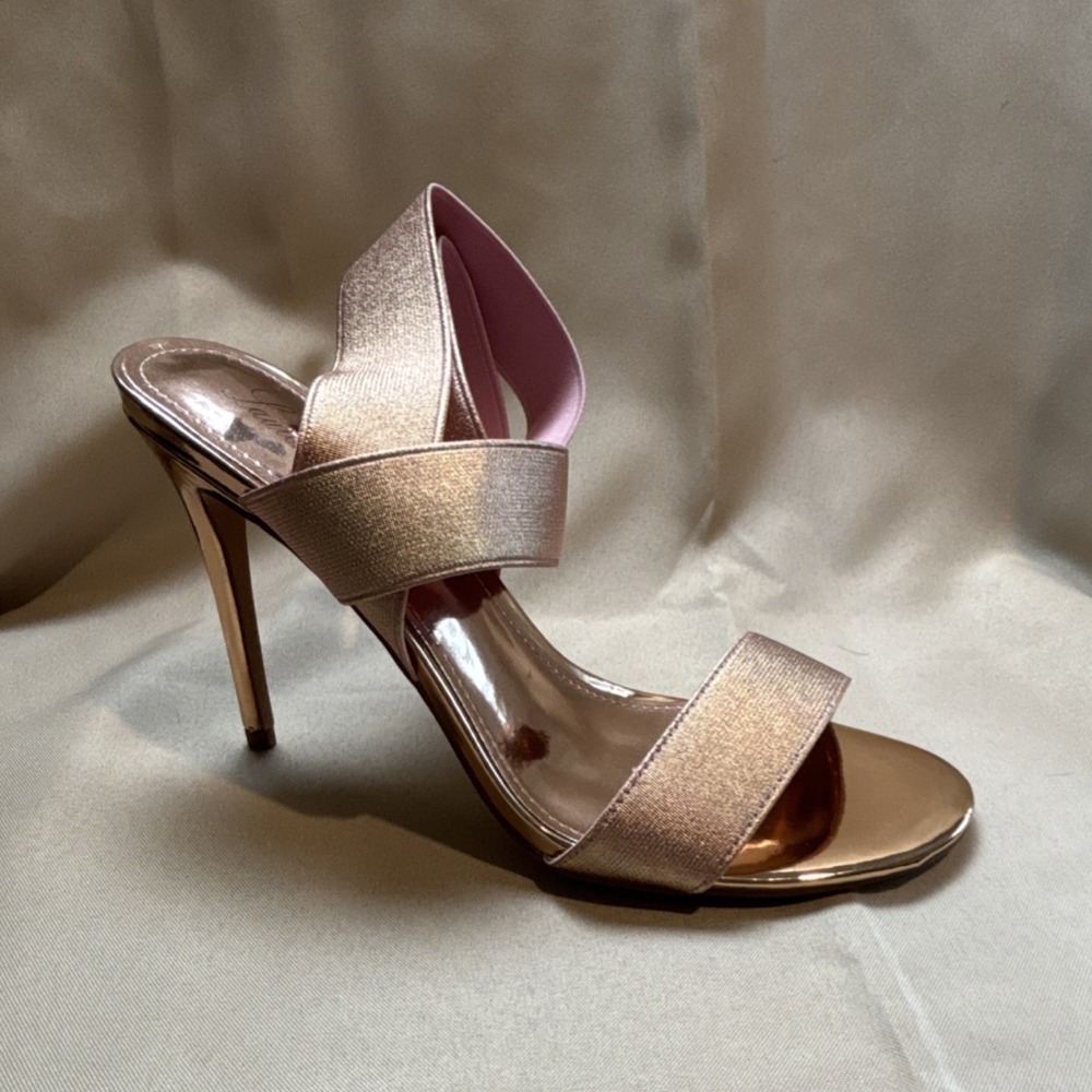 Rose Gold Strappy Stiletto Heels Open Toe Slip On Party Sandal Women